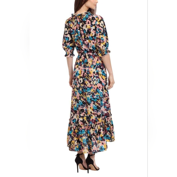Donna Morgan Short-Sleeve Abstract Midi Dress - Picture 2 of 3